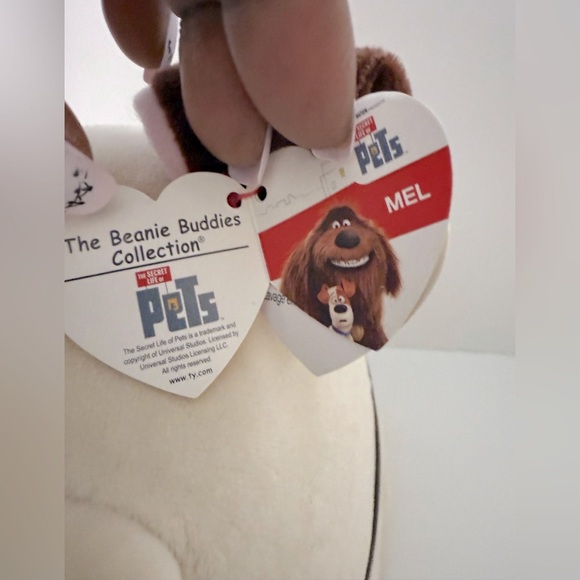 TY Beanie Buddy plush Mel the Pug from The Secret Life of Pets. Cream and Brown - Picture 6 of 10